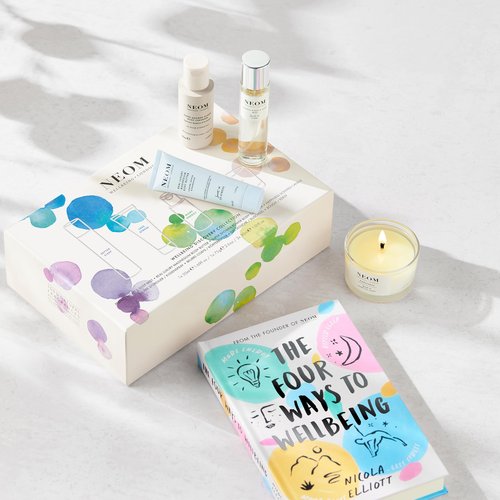 NEOM- Wellbeing Discovery Collection | Perfect Night's Sleep Pillow Mist, Happiness Travel Candle, Real Luxury Magnesium Body Butter & Super Shower Power Cleanser | Gift Set