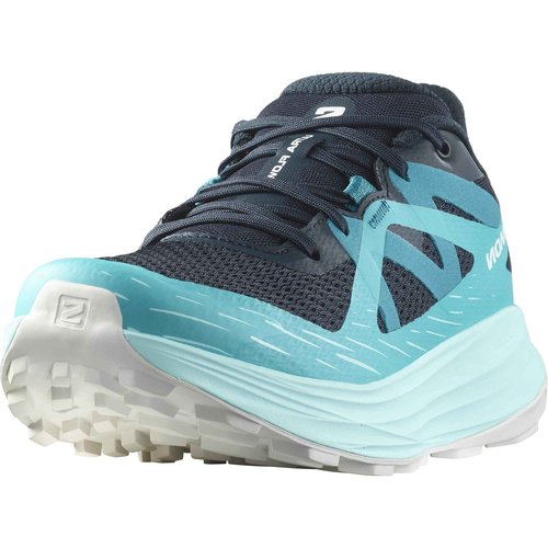 Salomon Women’s Ultra Flow Trail Running Shoes - Carbon/Peacock Blue/White - 5