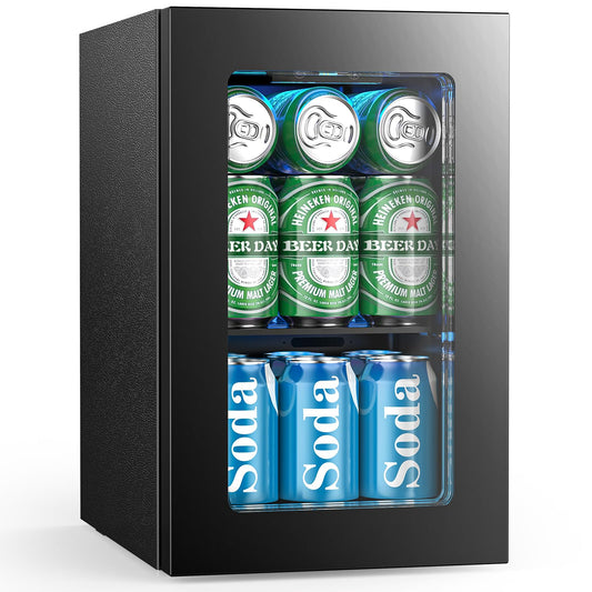 Electactic Mini Fridge 24 Can Beverage Cooler Refrigerator, 0.6 CUFT Freestanding Small Drink Fridge for Bedroom, Home Kitchen Bar, LED Touch Control Adjustable 40℉-61 ℉ Temperature