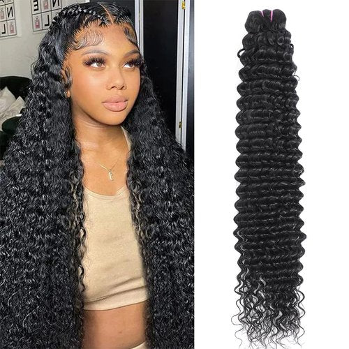 Tanday 15A Raw Human Hair Bundles Deep Wave Bundles Human Hair,Triple Lifespan Indian Virgin Hair,No Tangle Shedding,Multiple Washes Keep Texture Silky Soft (1 Bundle Natural Black, 26)