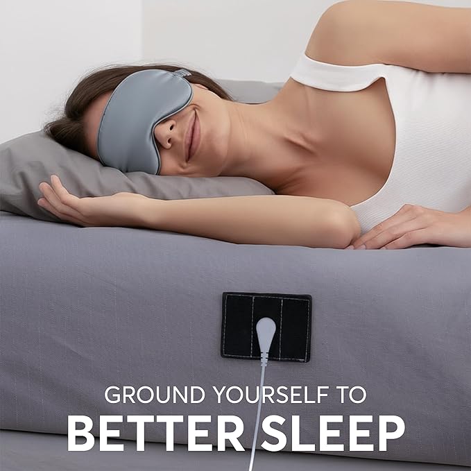 Emberix Grounding Sheets Queen Size, 12% Pure Silver Fiber Earthing Bed Sheet, 88% Cotton Naturally Soft & Cooling, Grounded Bed Sheets with Eye Masks & Ear Plugs for Rest & Wellness (Gray)
