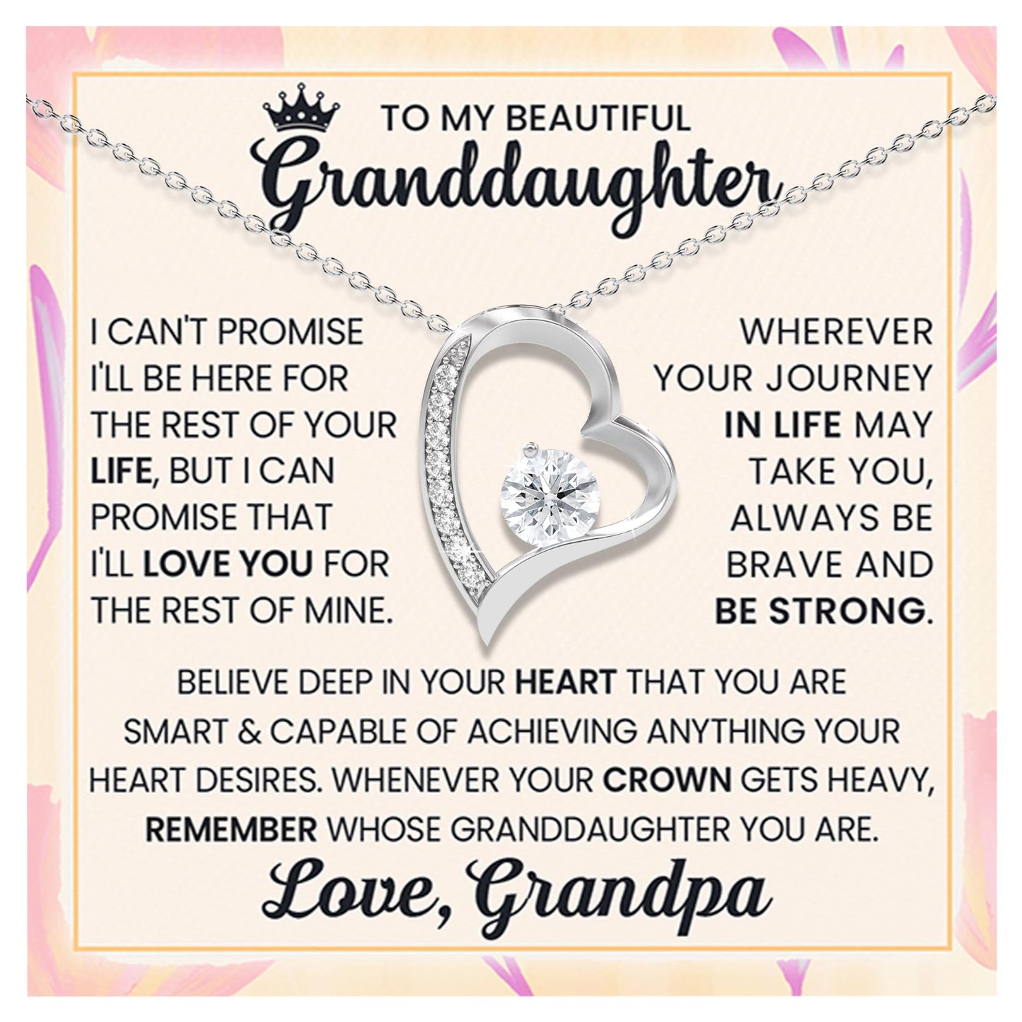 Granddaughter Necklace From Grandpa| To My Grandaughter Necklace From Nana| Grand daughter Heart Necklace From Grandfather Love Jewelry Gift for Women