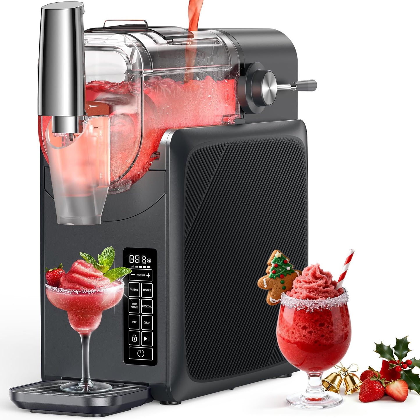 Slushie Machine No Ice Needed 68oz, Slushy Machine for Home with LED Display and 5 Preset Modes, Auto-Clean, Frozen Drink Maker Perfect for Margarita,Frappés, Cocktail Smoothie, Milkshake and More