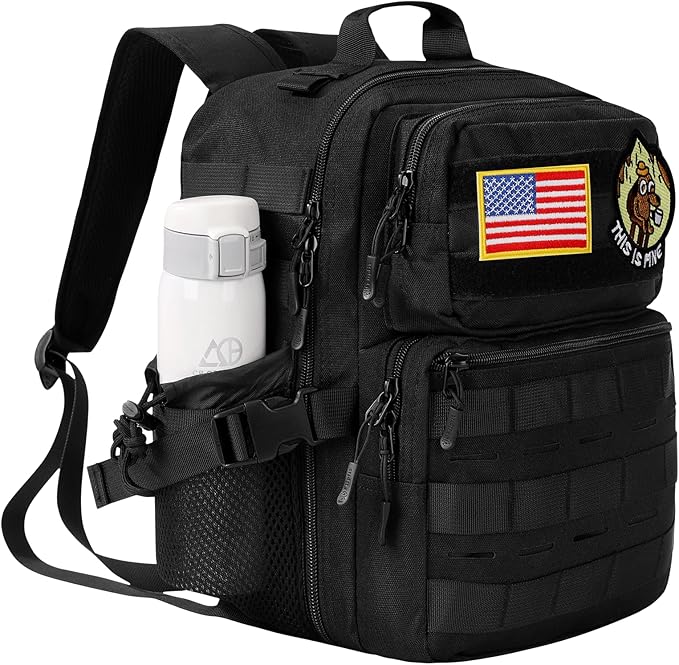 flipfit 9L Mini Tactical Backpack Small Military Gym Bag for Men Women Molle Daypack Camping Backpack with Patch(Black)