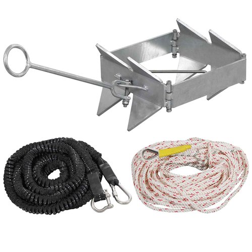 DorBuphan Boat Anchor 19 LBS with Anchor Rope, Hot-Dipped Galvanized Folding Box Anchor, Boat Slide Cube Anchor Suitable for Boats up to 20' - 30’