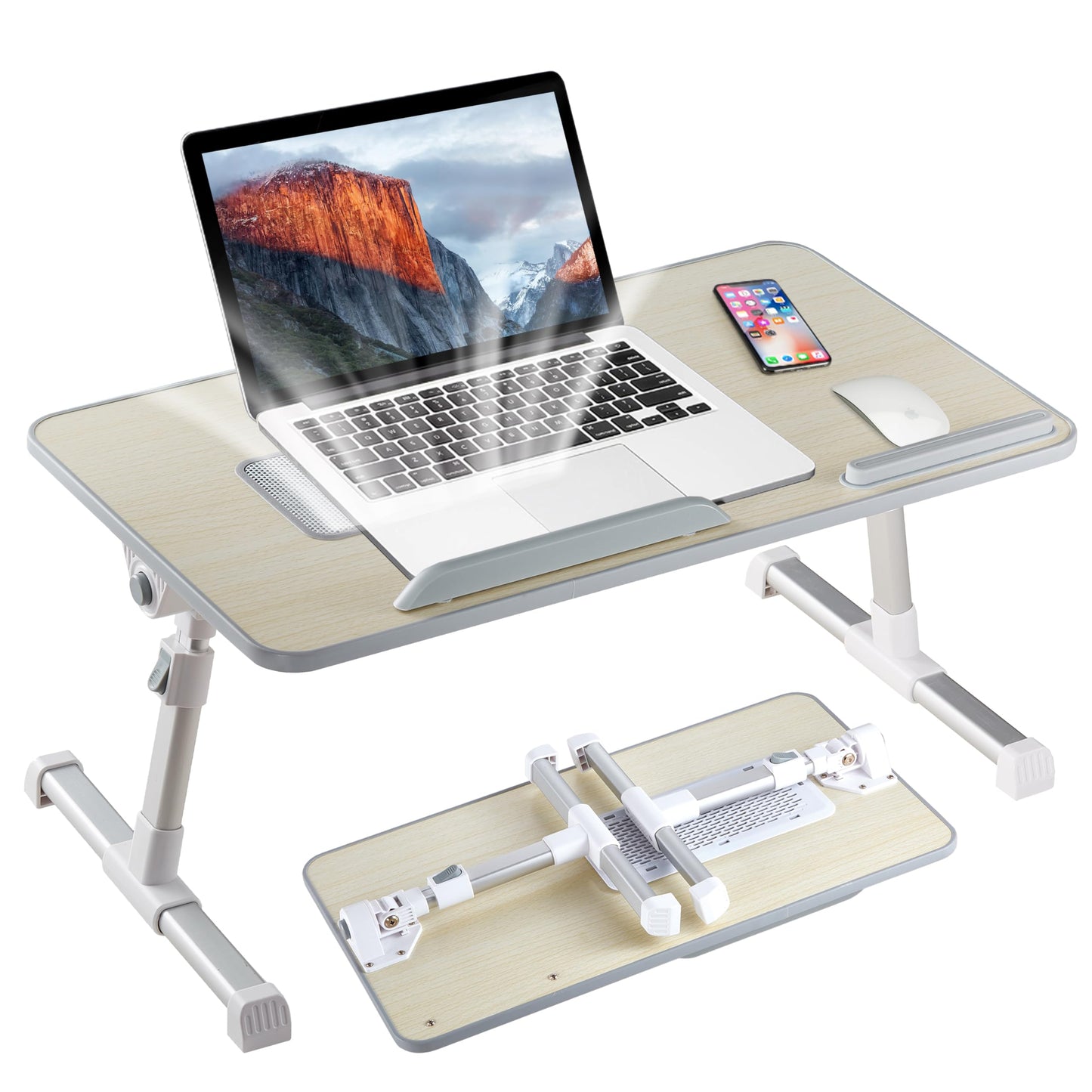 Lap Desk for Laptop, 8AMTECH Laptop Stand Ajustable Laptop Table with Cooling Fan Office Desk for Laptop, Working, Reading, Writing, Drawing and Eating in Bed Sofa Floor Couch