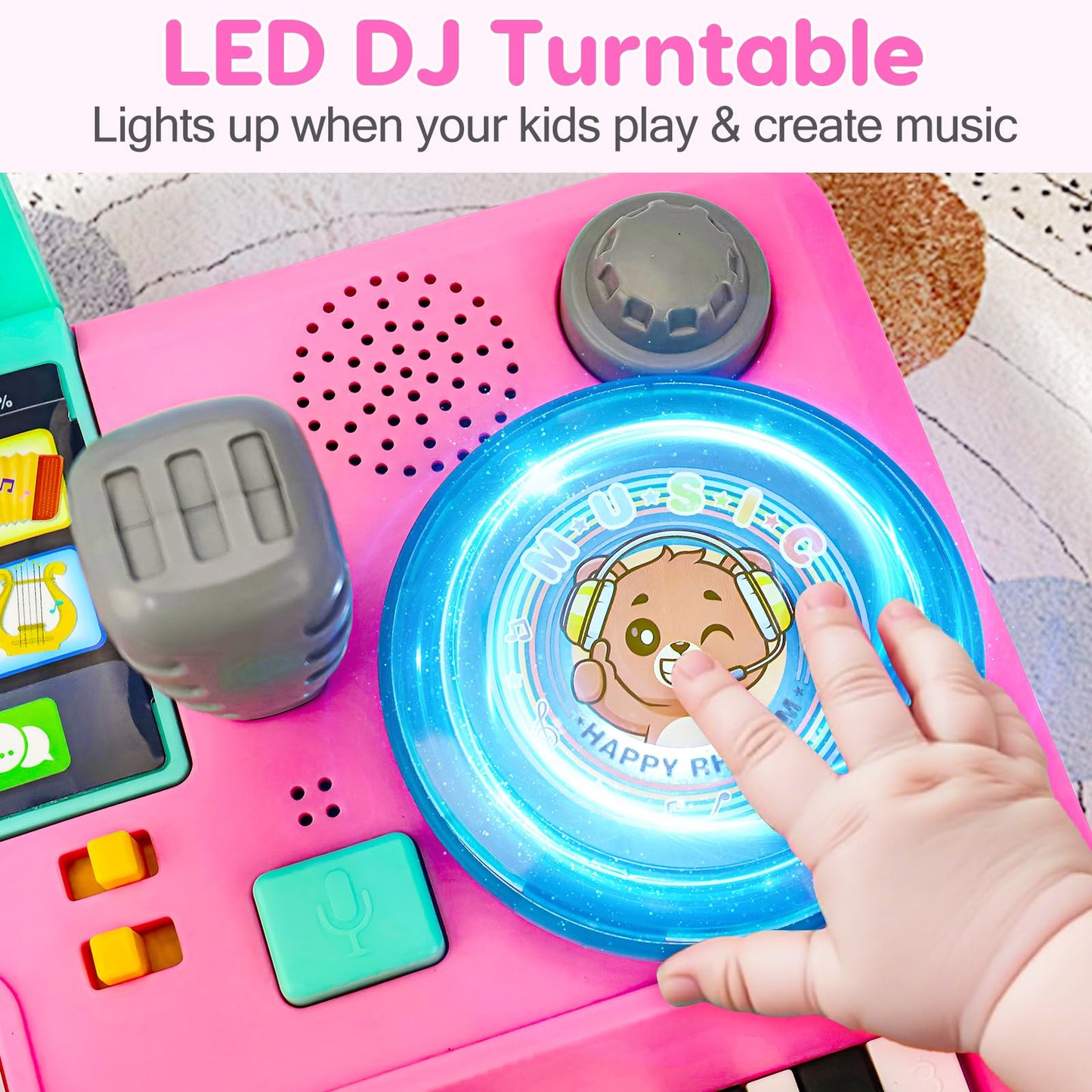 Baby DJ Table for Toddlers 1-3 with Music & Light, Musical Baby Piano Toys 6-9-12-18 Months Toddler Activity Table Music Instruments Learning Toys for 1 Year Old Girl Birthday Gifts Toddler Age 0-2