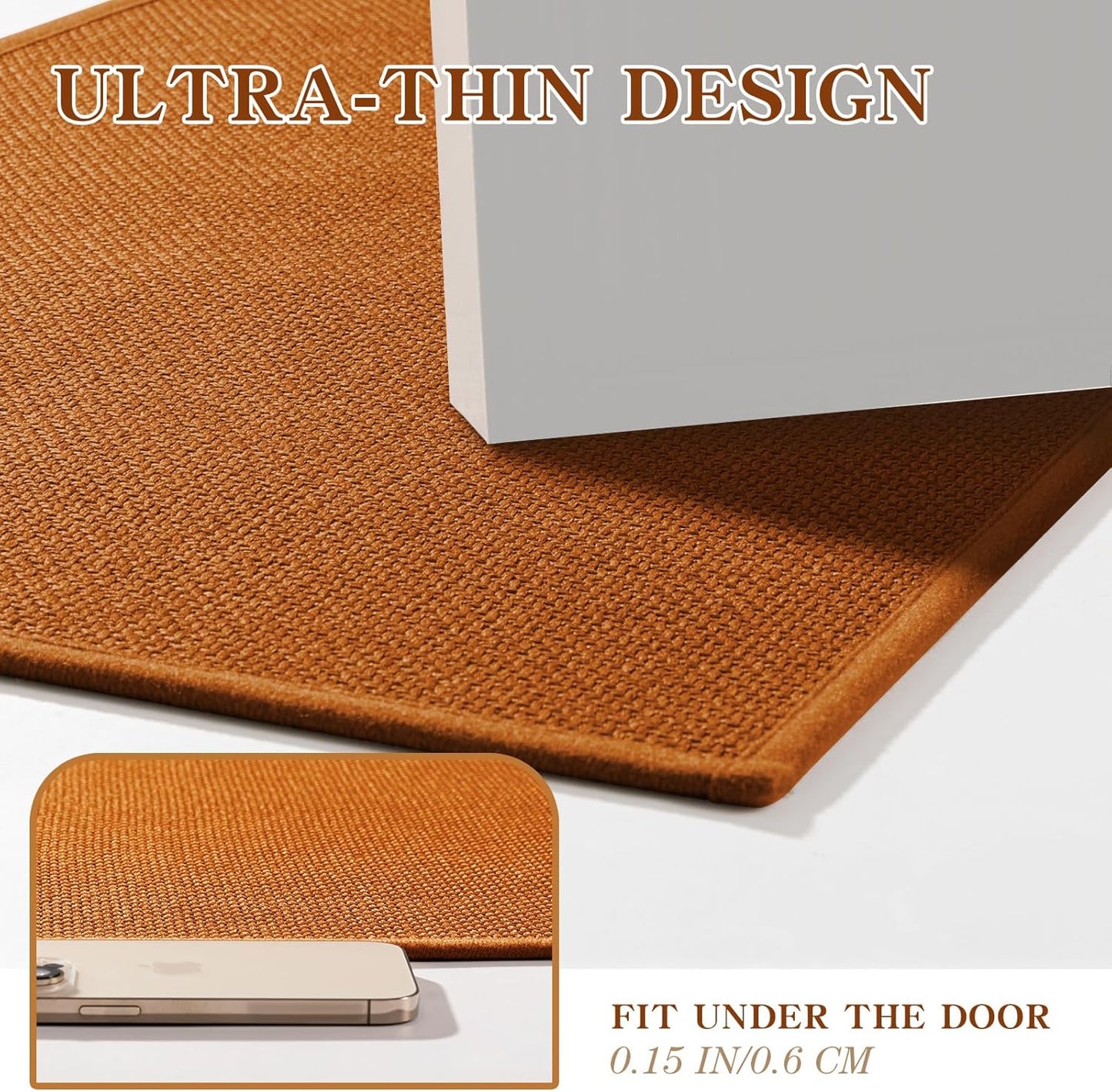 chakme Bathroom Rugs Mat 32x17, Ultra Thin Non Slip Bath Mat Quick Dry Absorbent Bath Mat for Bathroom Floor, (Orange, 32"x17")
