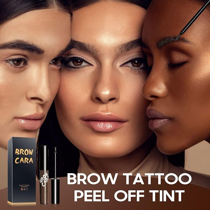 Brow Tattoo Peel Off - Eyebrow Gel with Eyebrow Stencils Long-Lasting Makeup, Brow Gel Eyebrow Tattoos Waterproof, Eye Brow Pencils Create Full Voluminous Brows for Women (Light Brown)