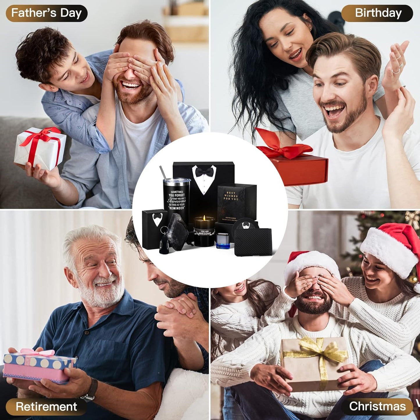 Birthday Gifts for Men Who Have Everything, 8 Pcs Premium Gift Baskets for Men,Birthday Gift Basket for Him Gifts for Dad, Boyfriend, Husband, Brother, Gift sets for Father's Day, Valentine's Day