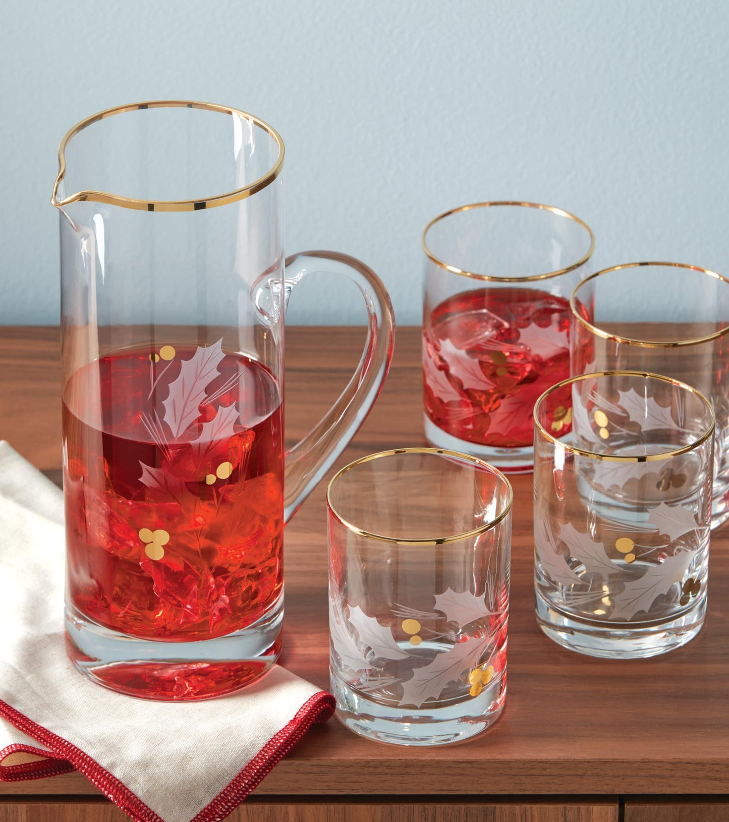 Lenox 886861 Holiday Gold 4-Piece Double Old Fashioned Set, Christmas Theme