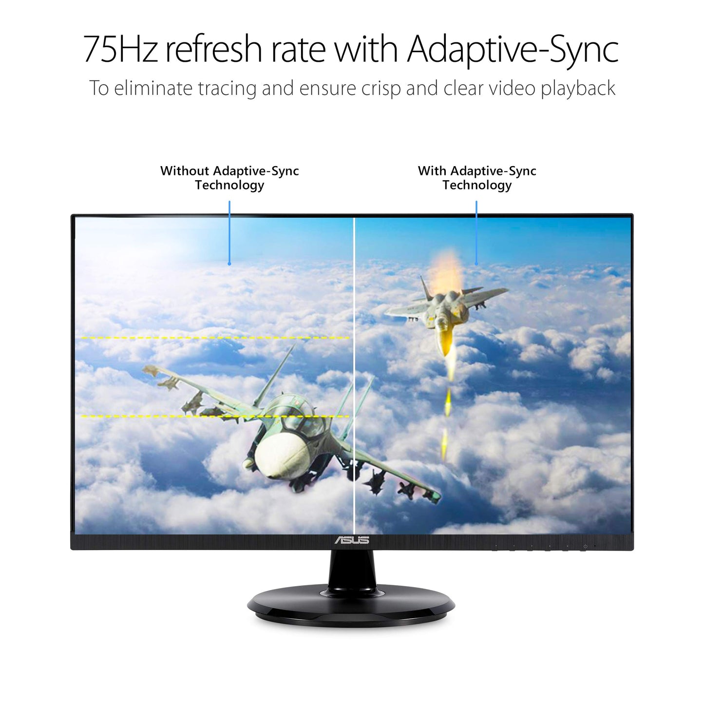 ASUS 24-Inch Desktop Monitor - 1080P Full HD, 75Hz, IPS, Adaptive-Sync/FreeSync, Eye Care, HDMI DisplayPort VGA, Frameless, VESA Wall Mountable - VA24DQ