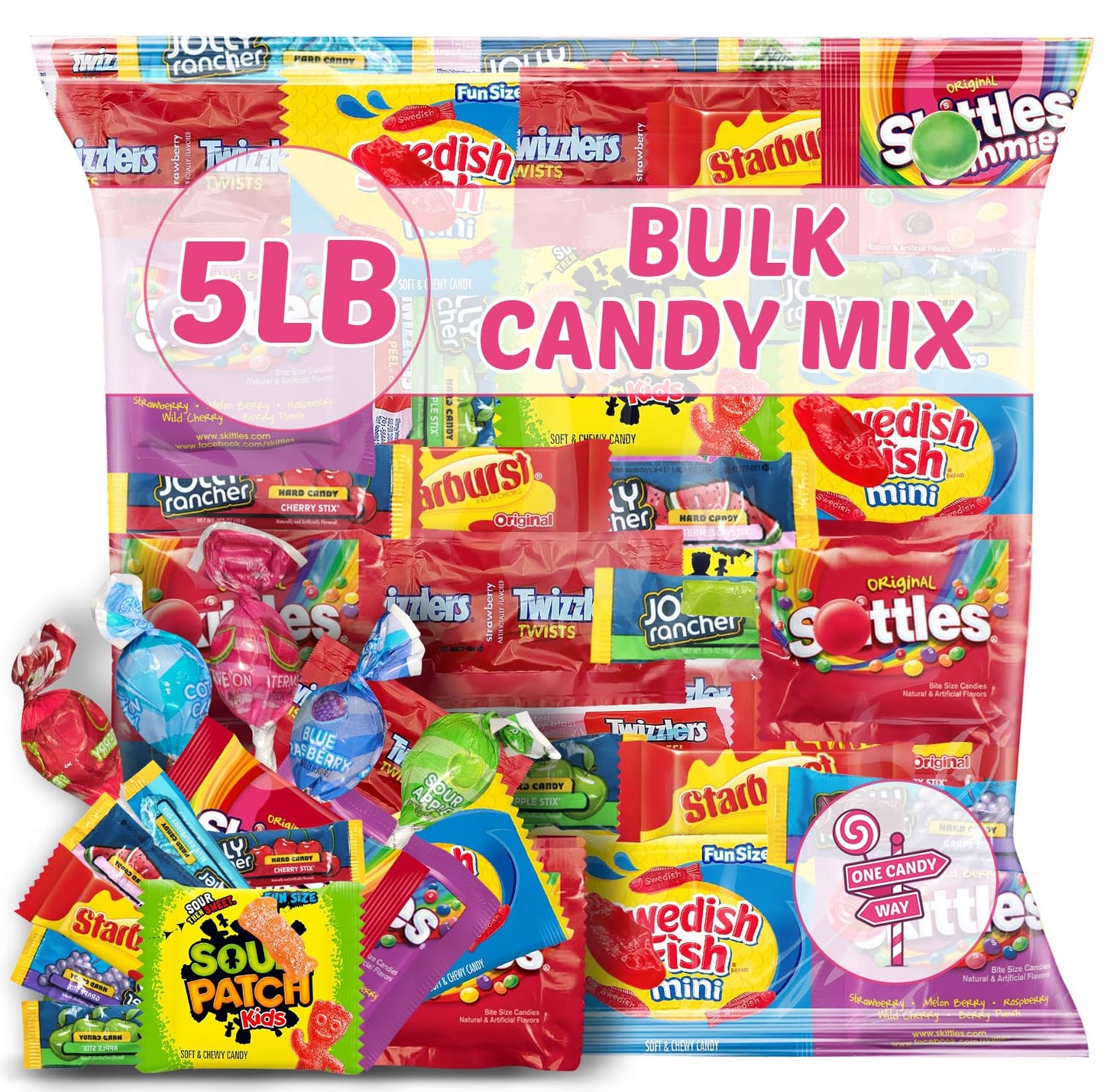Bulk Candy Mix Variety Pack – 5lb Assortment of Individually Wrapped Chewy & Hard Sweets - Candy for Party Favors, Goodie Bags, Buffets, Office Snacks, Birthday Treats, and Gifting