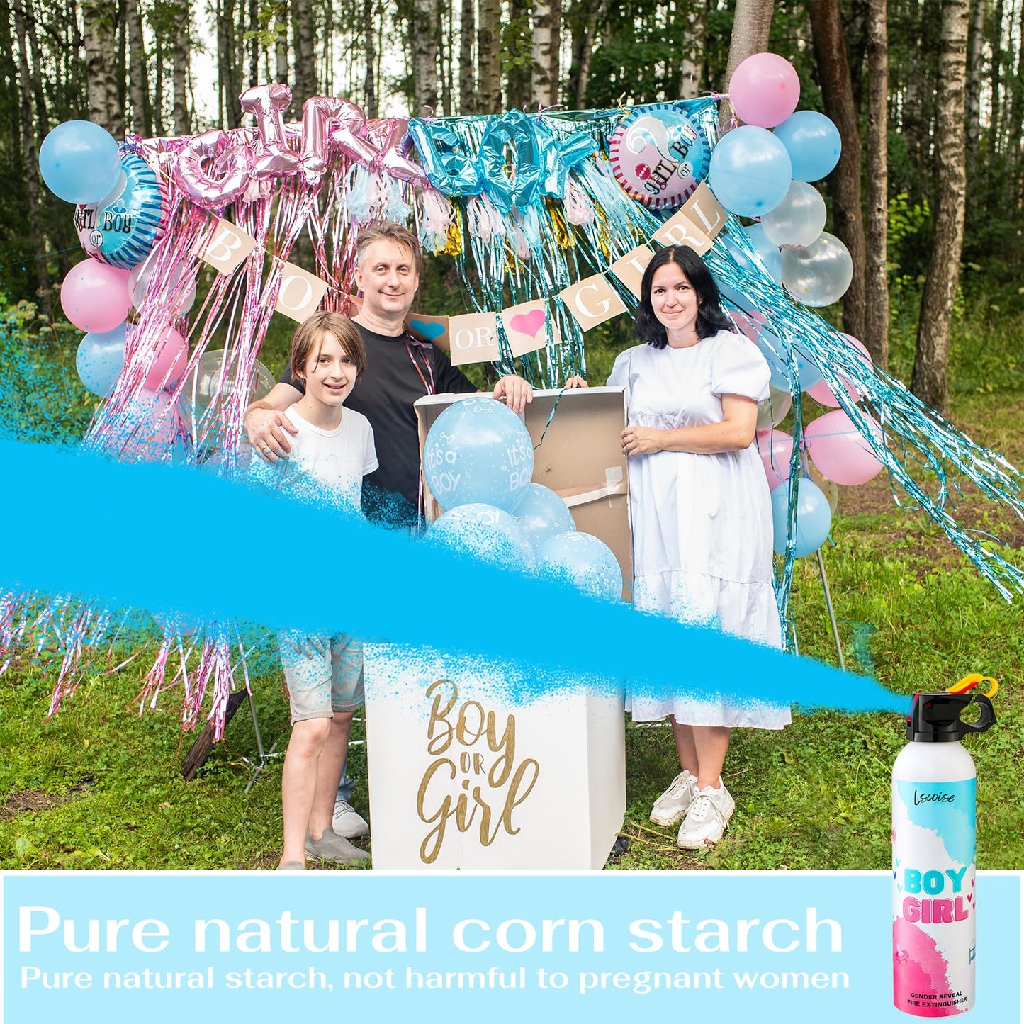 Gender Reveal Fire Extinguisher Set for Newborn Baby, 4Pcs Blue Gender Reveal Smoke Bombs, 100% Biodegradable Color Blaster for Cool Gender Reveal Ideas, Confetti Power Cannon Shooter Party Supplies