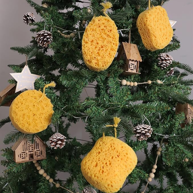myHomeBody Bath Sponge, Foam Loofah, Body Scrubber for Bathing, Exfoliating Shower Pouf for Shower - Large Size, Lots of Lather, Square, 3 Pack