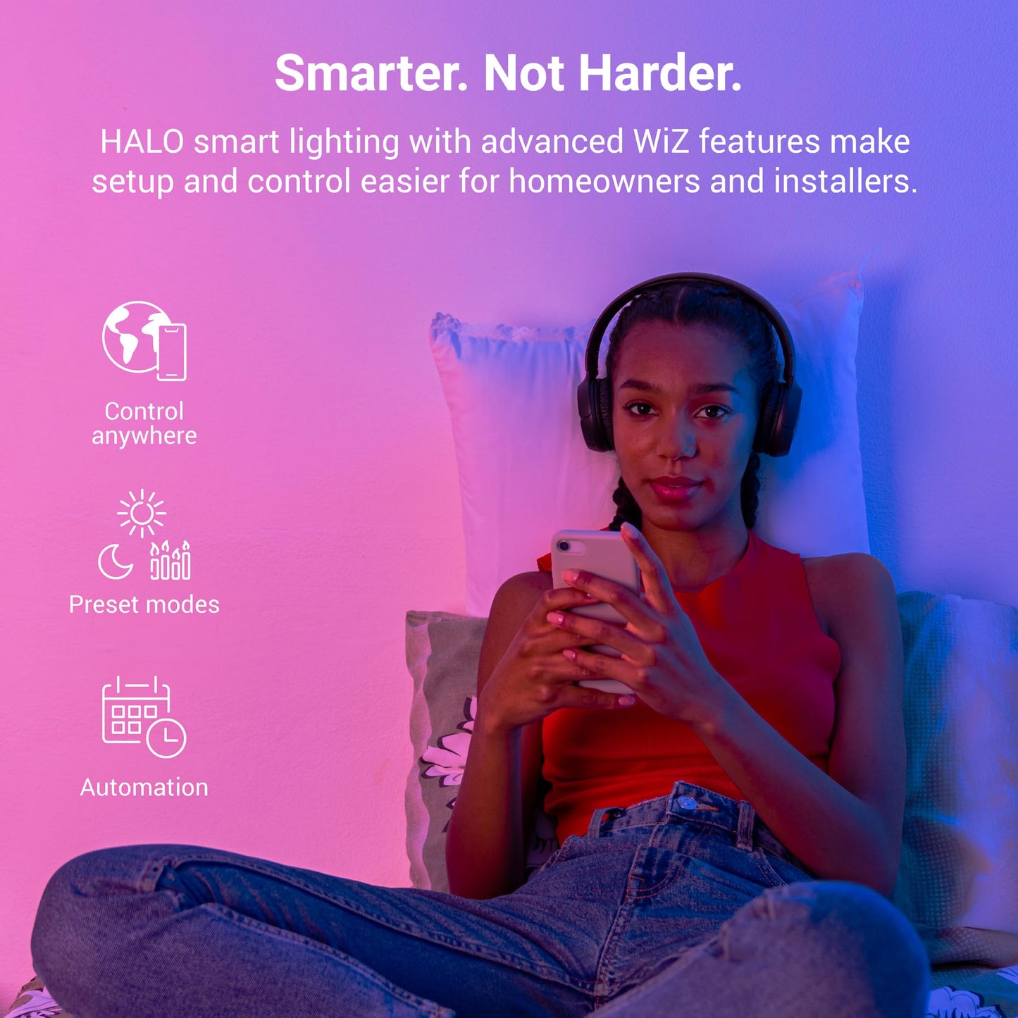 HALO 4" Smart Wi-Fi® Recessed LED Light Powered by WiZ Pro, Dimmable Full Color w/SpaceSense® Motion, Smart Home Ready - RL4069WZRGBWWHR
