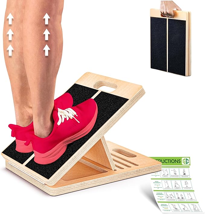 GrdnCare Wooden Calf Stretcher - Portable Slant Board for Calf Stretching - Bears 300 lbs - Adjustable Incline Board Physical Therapy Equipment - Reduce Injury Risk, Improve Foot, Leg & Ankle Mobility