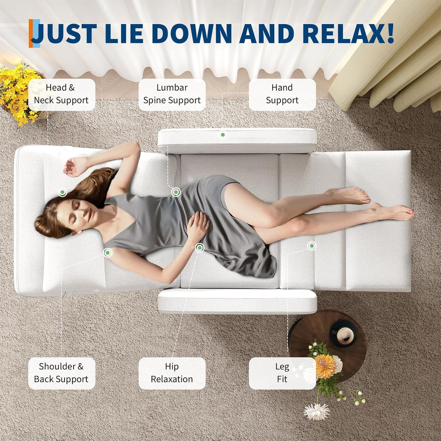 ExploreHorizon Power Recliner Chair with Electric Adjustable Back USB Port & Side Pockets, Single Overstuffed Recliner Chair for Living Room, Bedroom, or Home Theater, Beige White