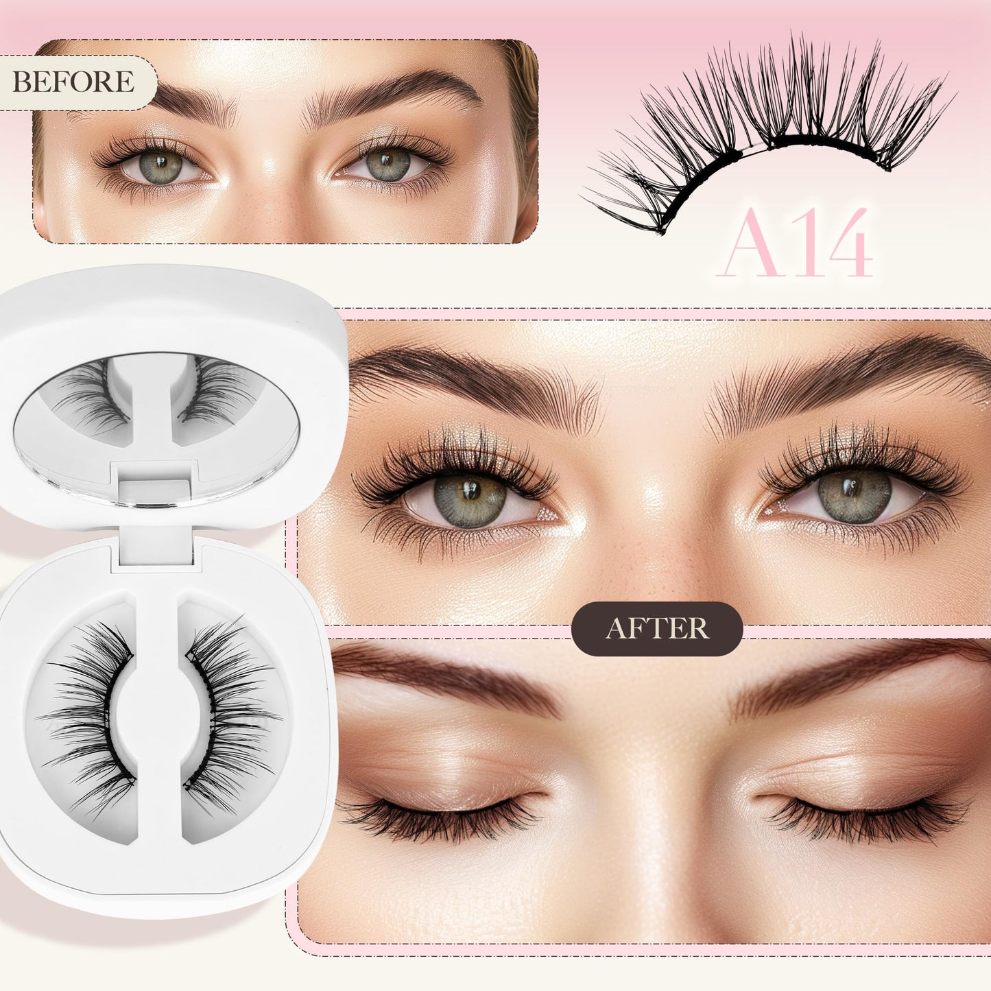 LASHVIEW Upgrade Magnetic Eyelashes with Applicator,Reusable Soft Natural Look, No Glue Needed Magnetic Eyelashes Lashes Kit,Eas