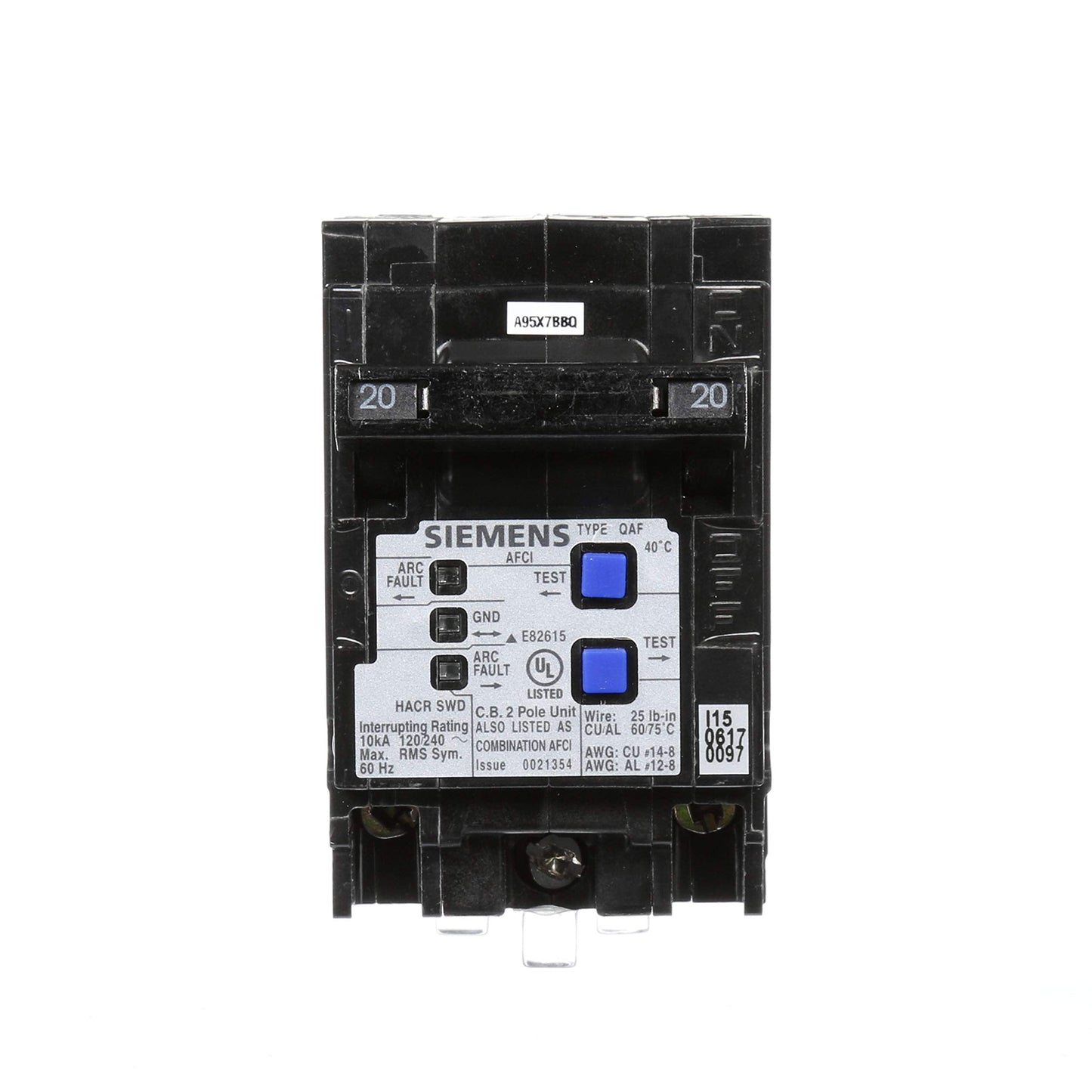 Siemens Q220Afcp 2-Pole 120-Volt Combination Type Arc Fault Circuit Interrupter, Clamshell Packaging