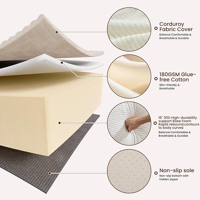 106" Cloud Sectional Boneless Couches for Living Room, Modular U Shaped Couch with Deep Seat, Removable Ottoman, Memory Foam Compressed Spineless 4 Seater Sofa for Bedroom Apartment, Beige