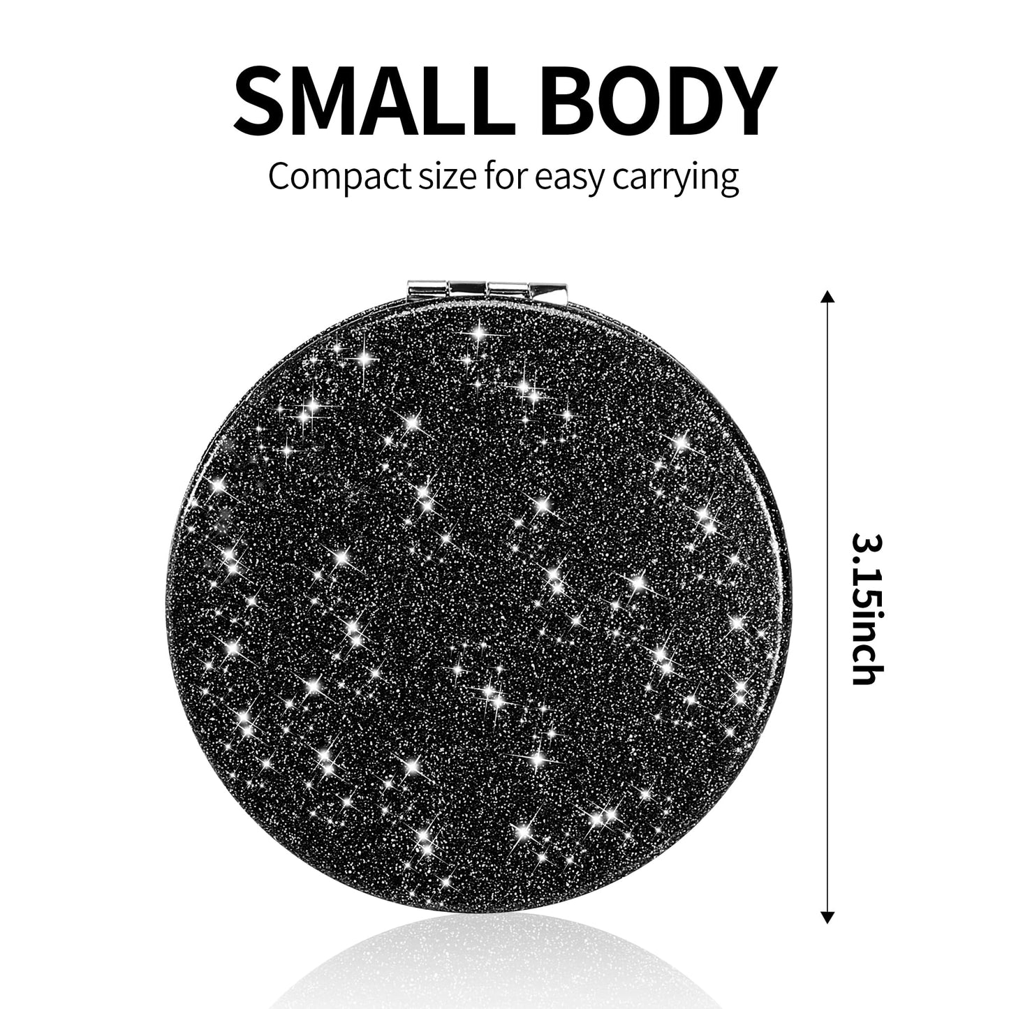 Dynippy Compact Mirror 3.15 inch Double-Sided 1X/2X Magnifying Bulk Pu Leather Makeup Mirrors Round Mirror for Purses Small Pock