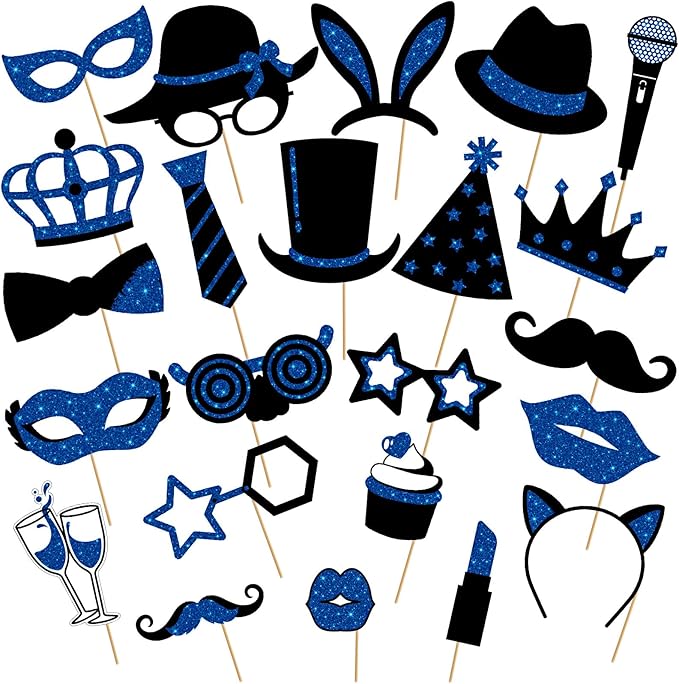 Zonon 24 Pcs Funny Photo Booth Props:Valentine's Day, Mardi Gras, Easter, Family Reunion, Class Reunion, Birthday, Wedding...