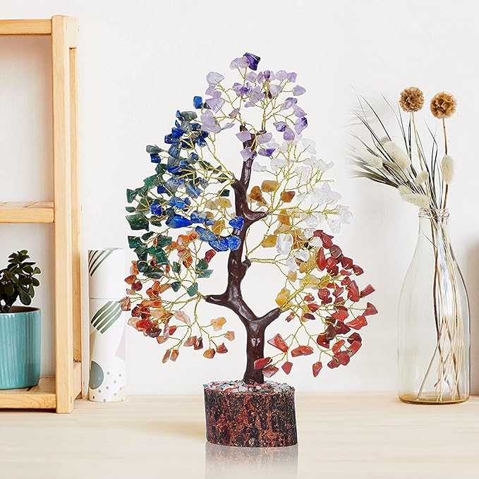 YATSKIA Chakra Crystal Tree - Handmade Healing Crystal Trees with 7 Chakra Stones | Tree of Life for Meditation | Feng Shui | Birthday Gift for Woman | Gifts for Women | Home Decor | Office Decor