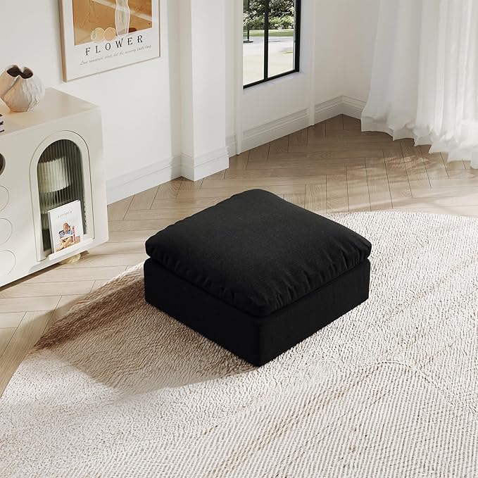 Intuition Decor Oversize Cloud Modular Sectional Sofa,Chaise Down Filled Comfort Sofa Detachable Couch Cushion Covers for Living Room Apartment,Black
