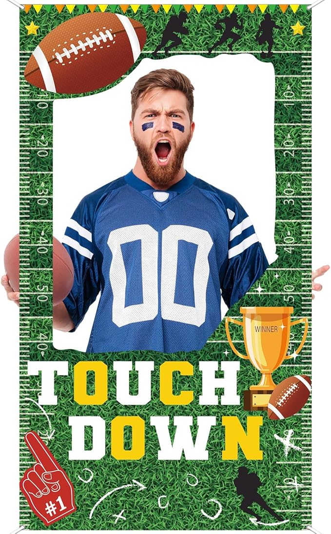 Football Party Decorations Football Theme Photo Booth Props Footballs Game Banner Sport Theme Picture Frame Touchdown Back...