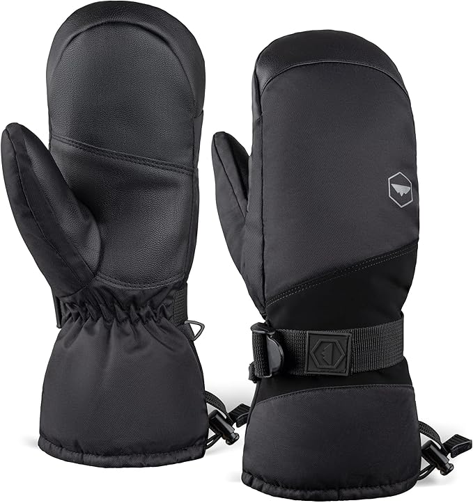 Tough Outdoors Adult Ski Mittens - Waterproof Winter Gloves Men & Women - Thermal Fleece Lining for Cold Weather Gear