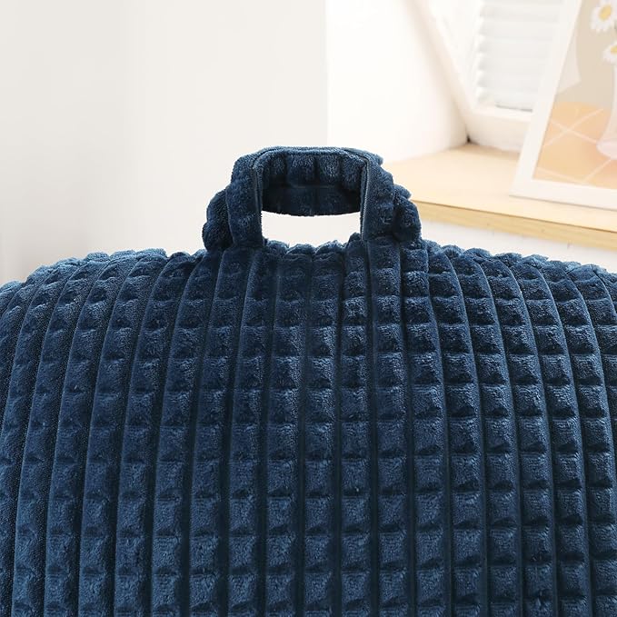 PAJEO Reading Pillow for Sitting in Bed, Large Backrest Reading Pillow with Arm Rest,Back-Rest Support Cushion for Sit Up on Couch, Sofa, and Floor (Dark Blue Flannel, Standard(17inch))