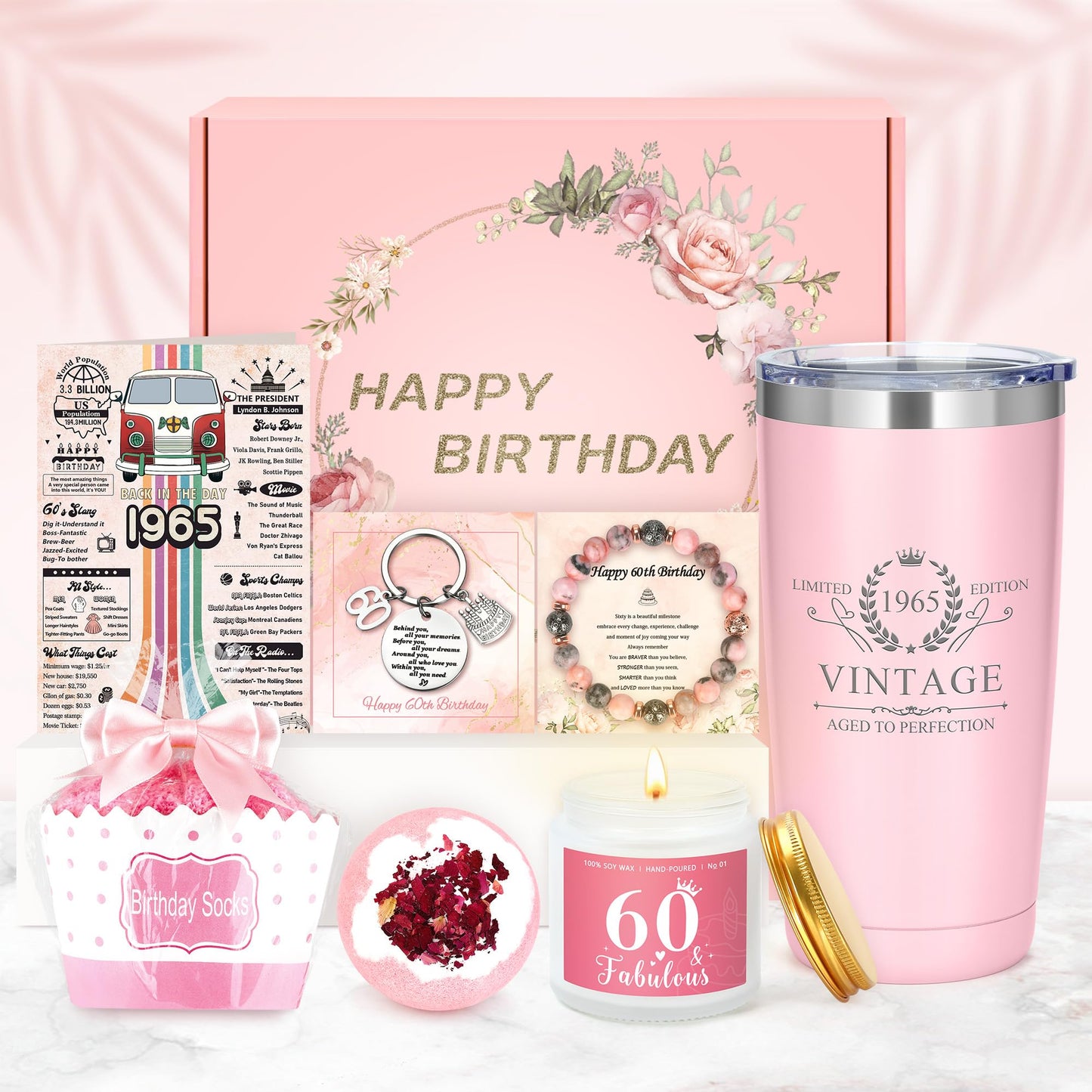 Saineron 60th Birthday Gifts for Women 60 Year Old Birthday Gifts for Women Cool 60th Birthday Gift for 60 Year Old Woman Happy 60th Birthday Gift Ideas for Woman in Their 60s