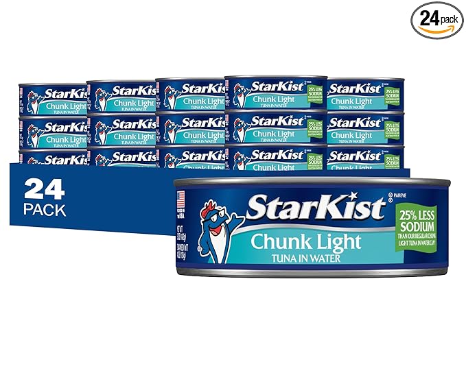 StarKist 25% Less Sodium Chunk Light Tuna in Water – 5 oz Can (Pack of 24)