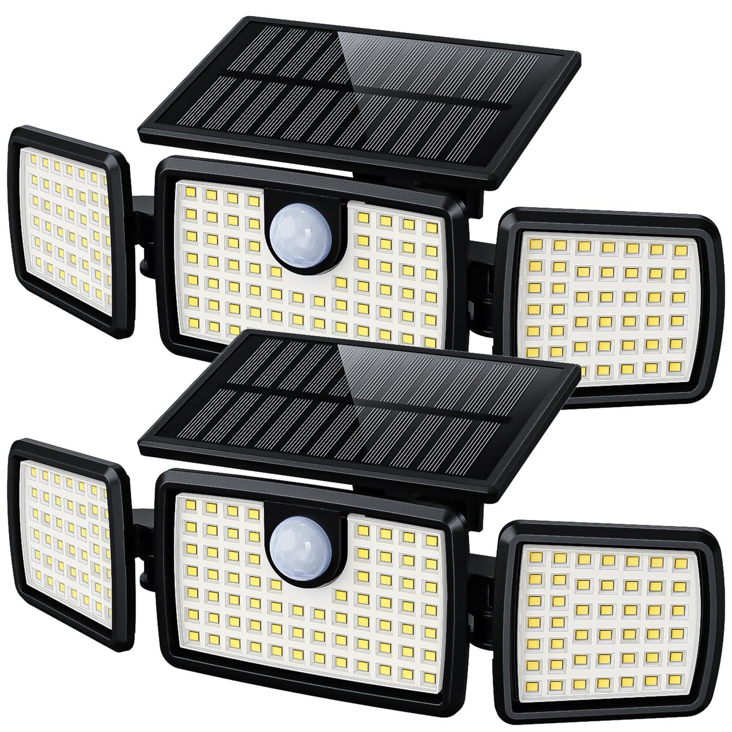 MIHANI Solar Flood Lights Outdoor, 2500LM Motion Sensor Security Lights with 270° Wide Angle, IP67 Waterproof, 3 Heads Solar Outdoor Lights for Patio, Yard, House, Garage (Non-Remote, 2 Pack)