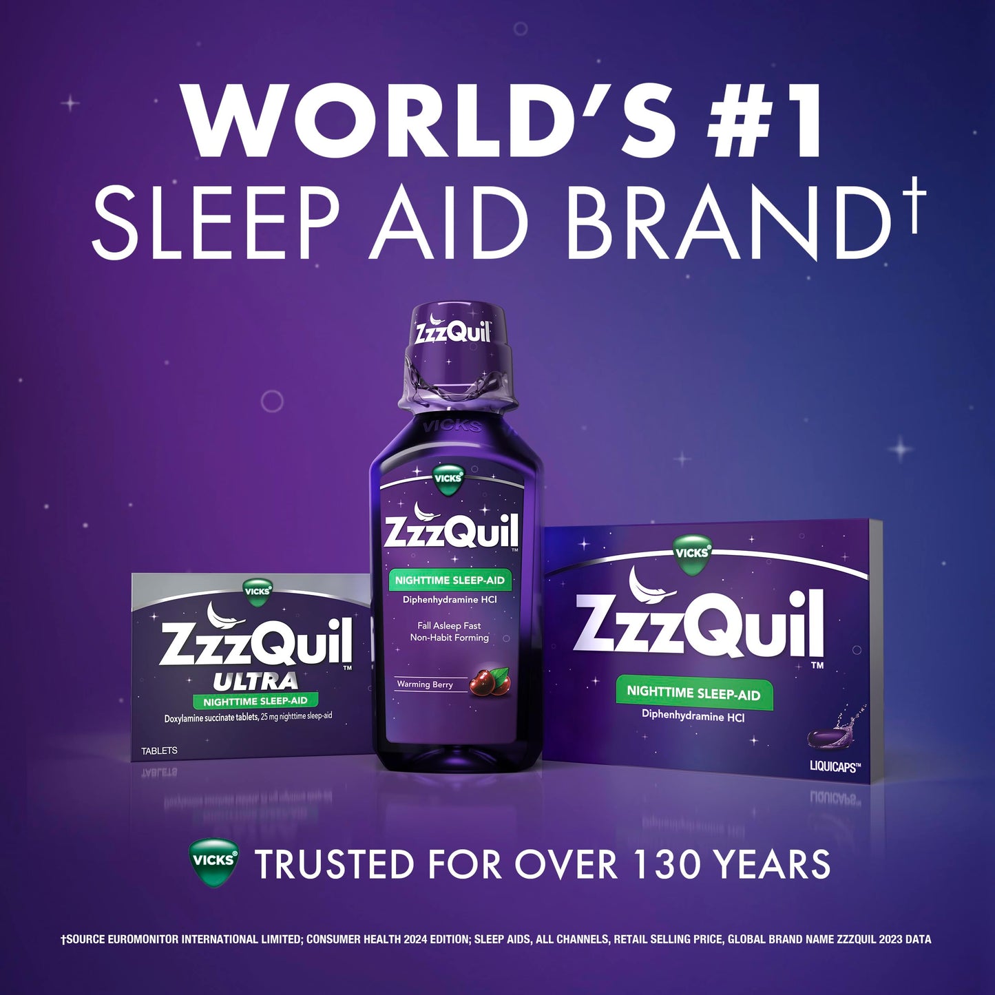 ZzzQuil LiquiCap Sleep Aid, Diphenhydramine 25mg HCl, Sleep Aids for Adults, Nighttime Sleep Aid, 72 LiquiCaps