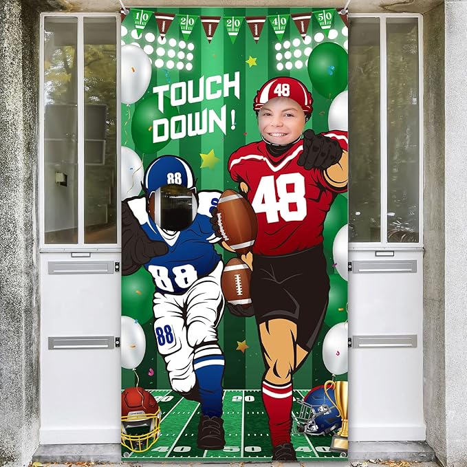 Football Party Decorations Football Photo Banner Booth Prop Soccer Backdrop for Party Sport Photo Door Cover Picture Frame...