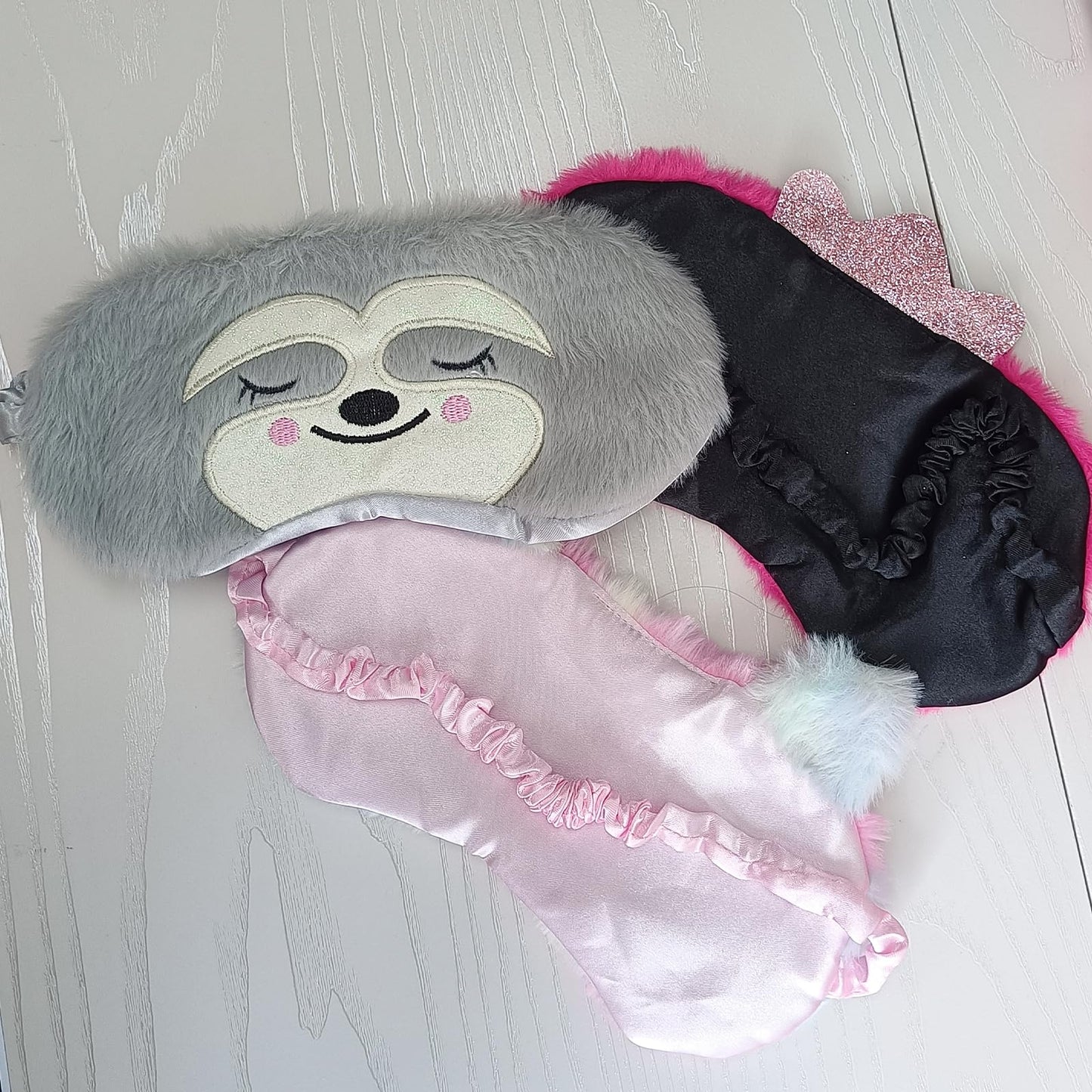 Cute Animal Sleeping Mask Soft Plush Blindfold Cute Rabbit Panda Koala Eye Cover Eyeshade for Kids Teens Girls Women (3Pack Multicolor)