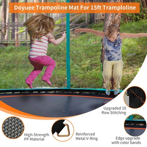 DOYUEE 15FT Trampoline Mat Replacement-13.26ft Diameter Mat with 96 Rings- Fits 7.0" Springs,Spring & Frame not Included (96 Rings & (159.3" | 13.26ft) Dia-Fits 7.0" Springs, Fits 15FT Trampoline)