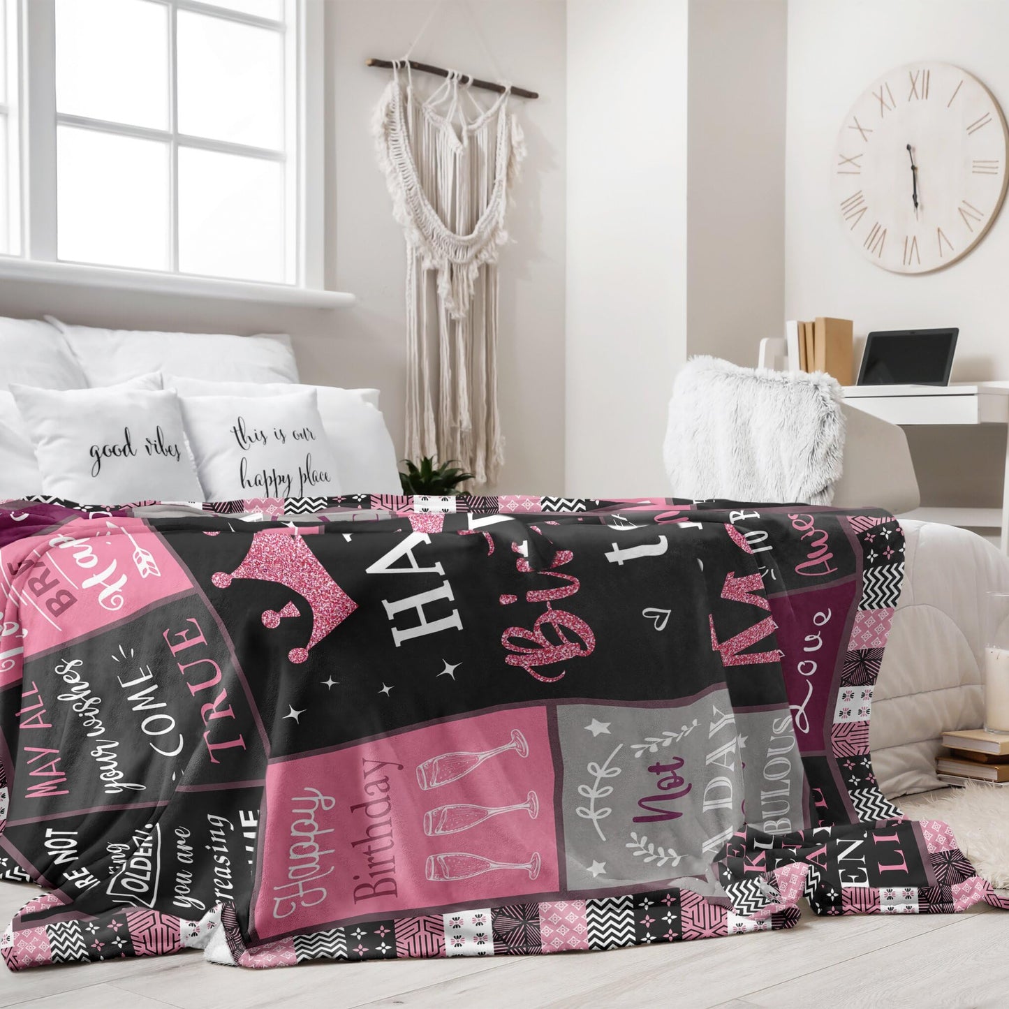 Mosslink Mom Birthday Gifts from Daughter Son, Birthday Gifts for Mom/Mother, Gifts for Moms Birthday Unique, Happy Birthday Mom Gift Ideas Blanket 60"x50"