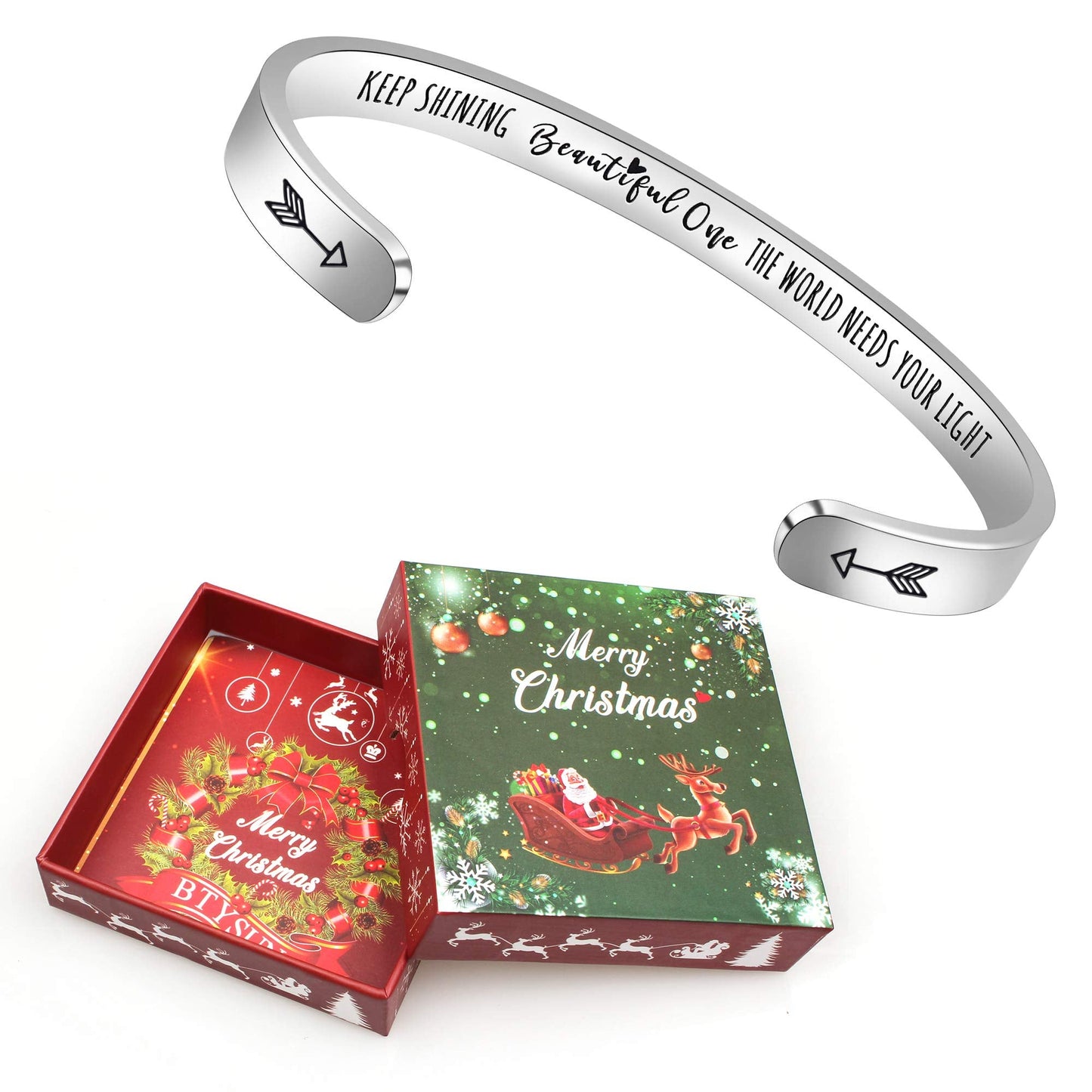 Btysun Women Gifts for Christmas Inspirational Bracelets for Women Christmas Gifts for Teenage Xmas Gift Cuff Bracelet