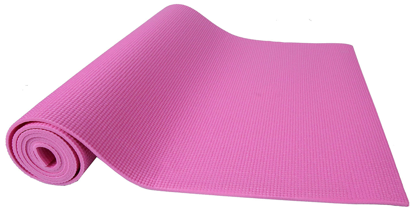 Fitvids 1/4-Inch High Density Thick Non Slip Yoga Mat with Knee Pad and Carrying Strap for Workout, Pilates, Gym Home Exercise, Pink