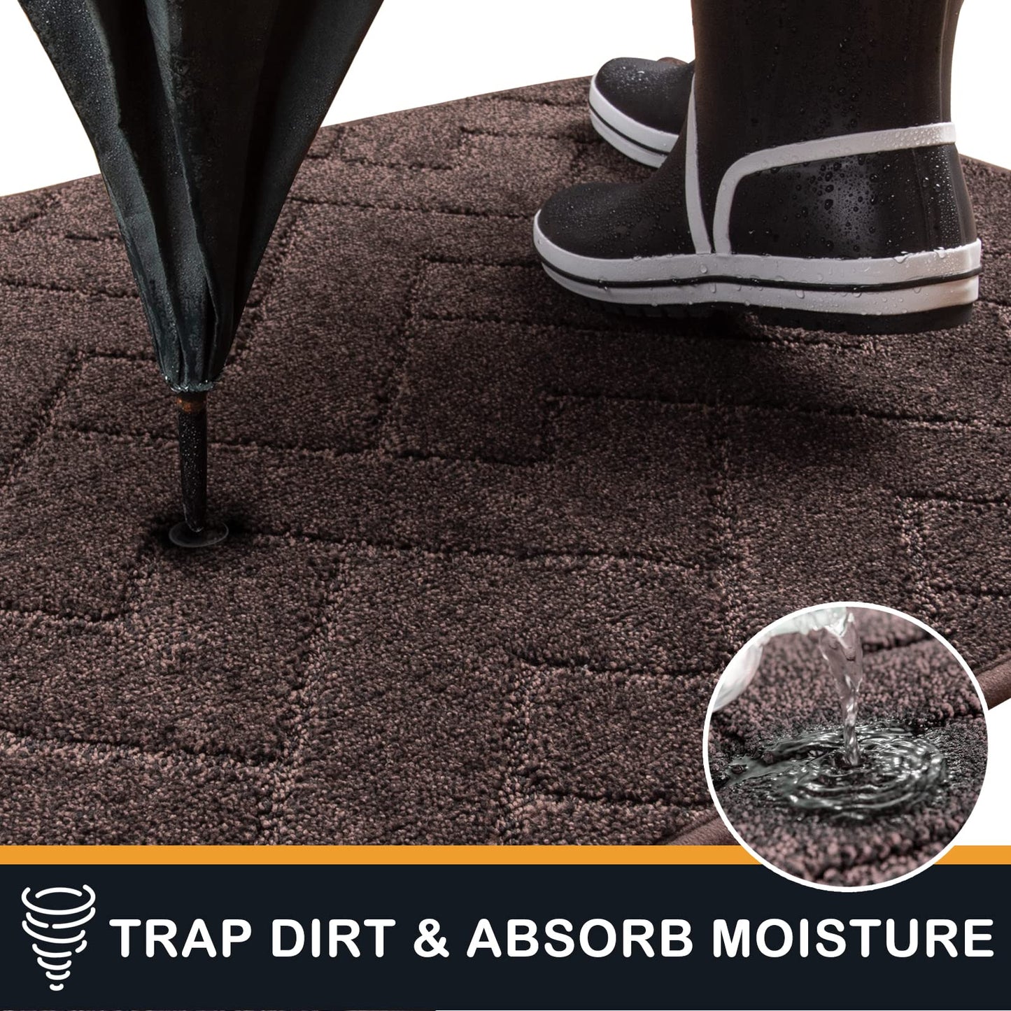 PURRUGS Dirt Trapper Door Mat 32" x 47", Non-Slip Machine Washable Entry Rug, Shoe Scraper, Dog Doormat, Super Absorbent Welcome Mat for Front & Back Door, Muddy Wet Shoes & Paws, Brown