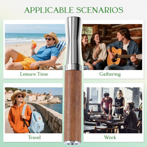 Boderi Quit Inhaler Aluminum Wooden Upgraded with 4 Packs Mint Spearmint Orange Blueberry Flavored Cotton Cores, Break Up Bad Habits