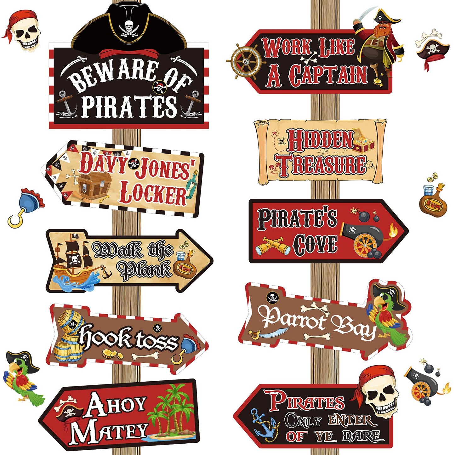 Chinco 20 Pieces Pirate Party Sign Pirate Theme Birthday Party Favors Supplies