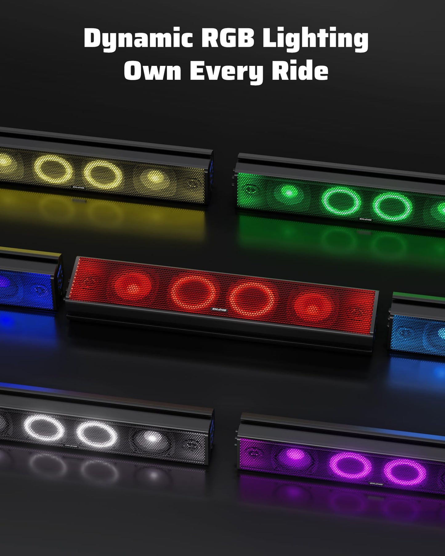 Ehaho 25 Inch UTV Sound Bar, IP66 Waterproof Bluetooth Golf Cart Sound Bar, ATV SoundBar with RGB Lighting, Amplified Powersports SXS SoundBar, UTV Speakers Compatible with Polaris RZR Can-Am
