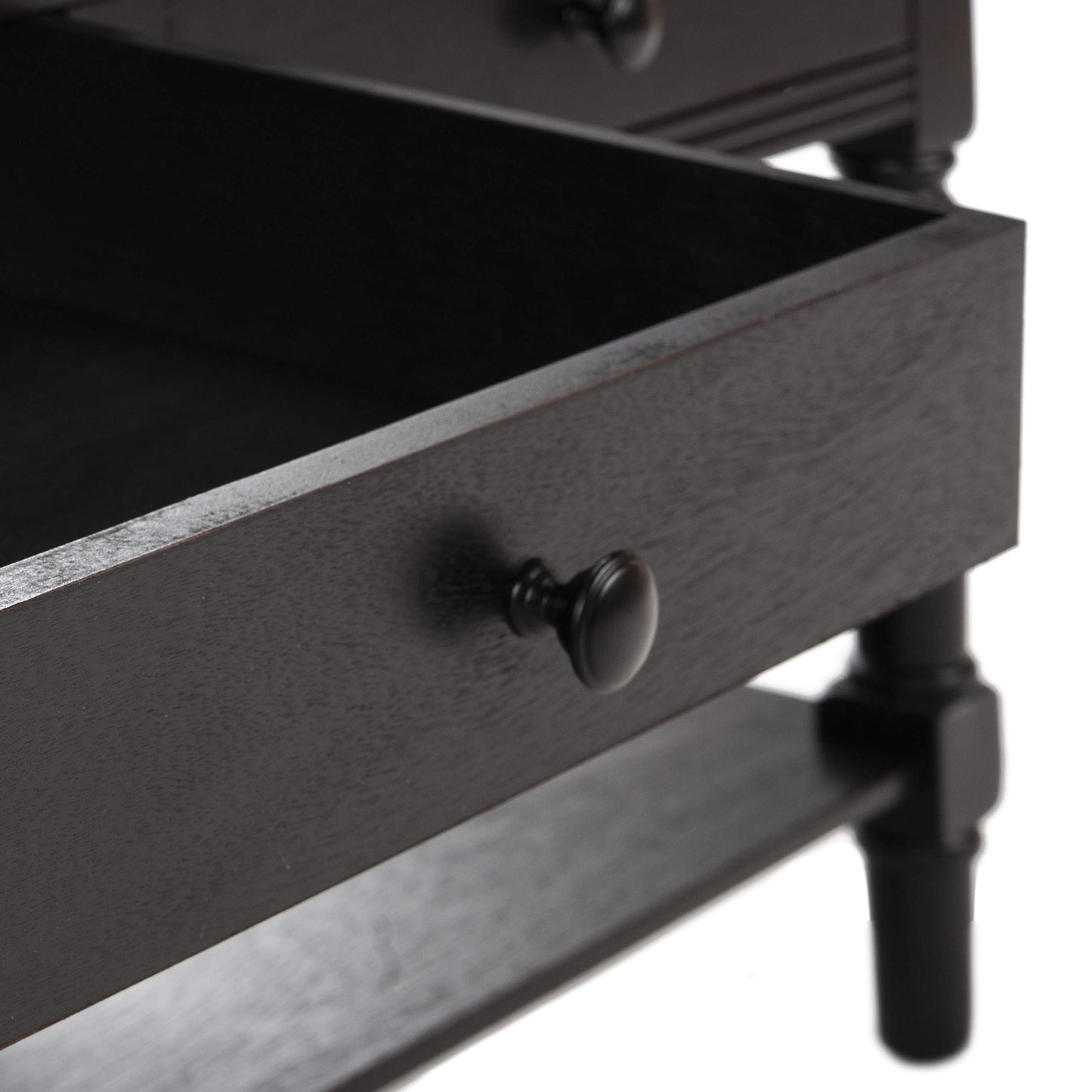 SAFAVIEH Home Collection – Boris Distressed Black Coffee Table with Drawers & Shelf, Farmhouse Storage Coffee Table, Carved Detail Design (AMH5706B)