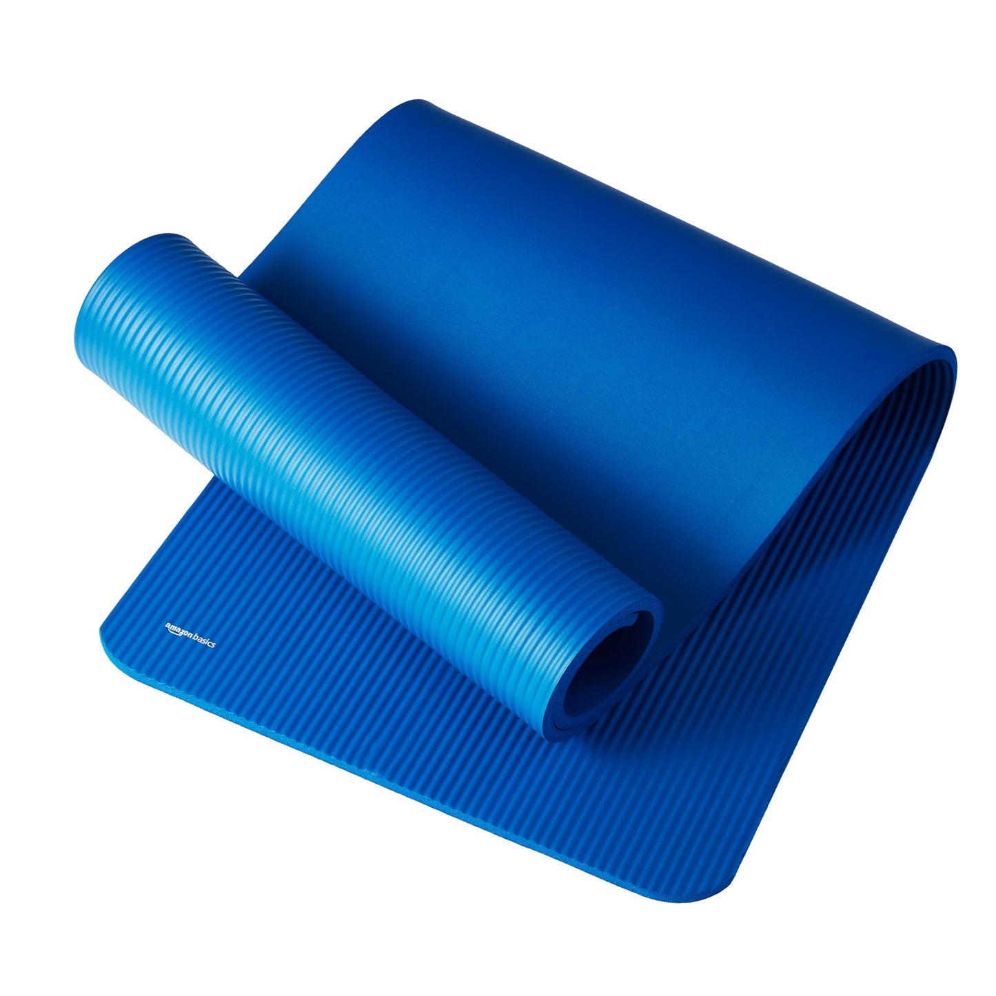 Amazon Basics 1/2 Inch Extra Thick Exercise Yoga Mat with Carrying Strap, Cushioned Support, for Fitness and Gym Workouts, Blue