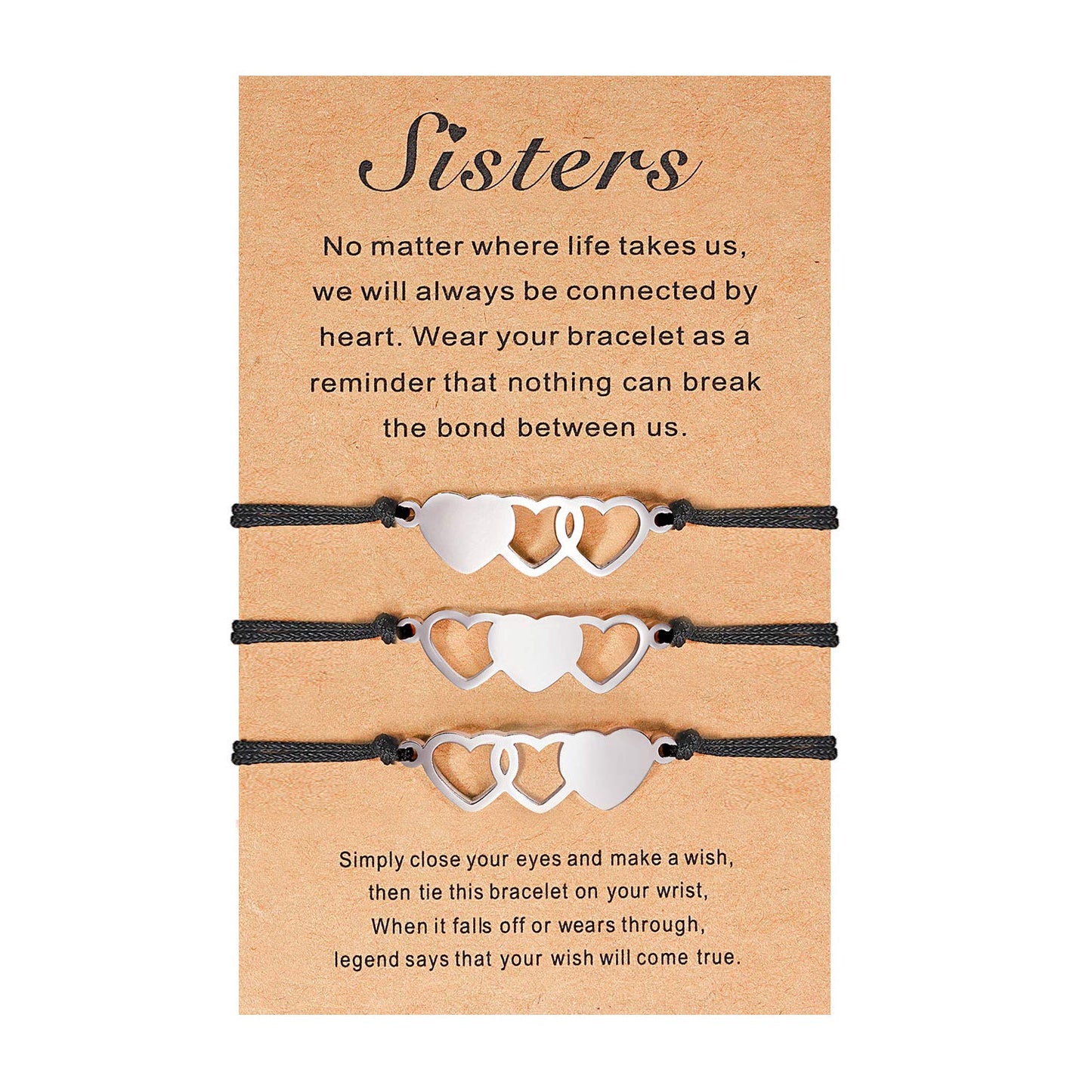 UNGENT THEM 3 Sisters Gifts from Sister Bracelet Galentines Valentines Birthday Christmas Gifts for Sister Women Teen Girls