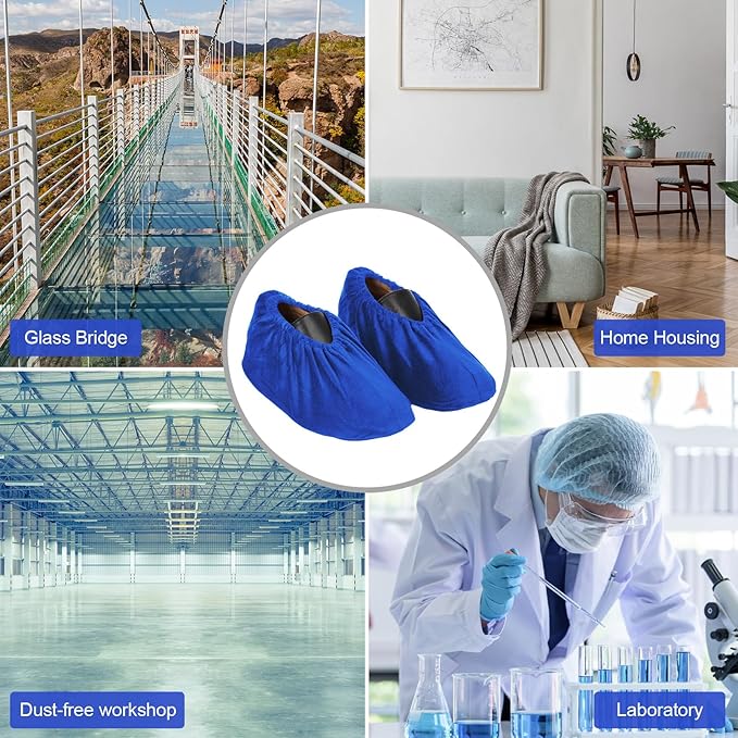 JaGely 11 Pairs Reusable Non Slip Cloth Shoe Covers Washable Thickened Boot Shoe Covers for Indoors and Households (Blue)
